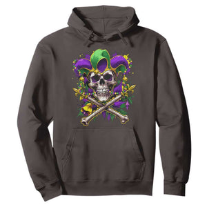 Mardi Gras Jester Skull Hoodie New Orleans Skeleton Beads TS10 Dark Chocolate Print Your Wear