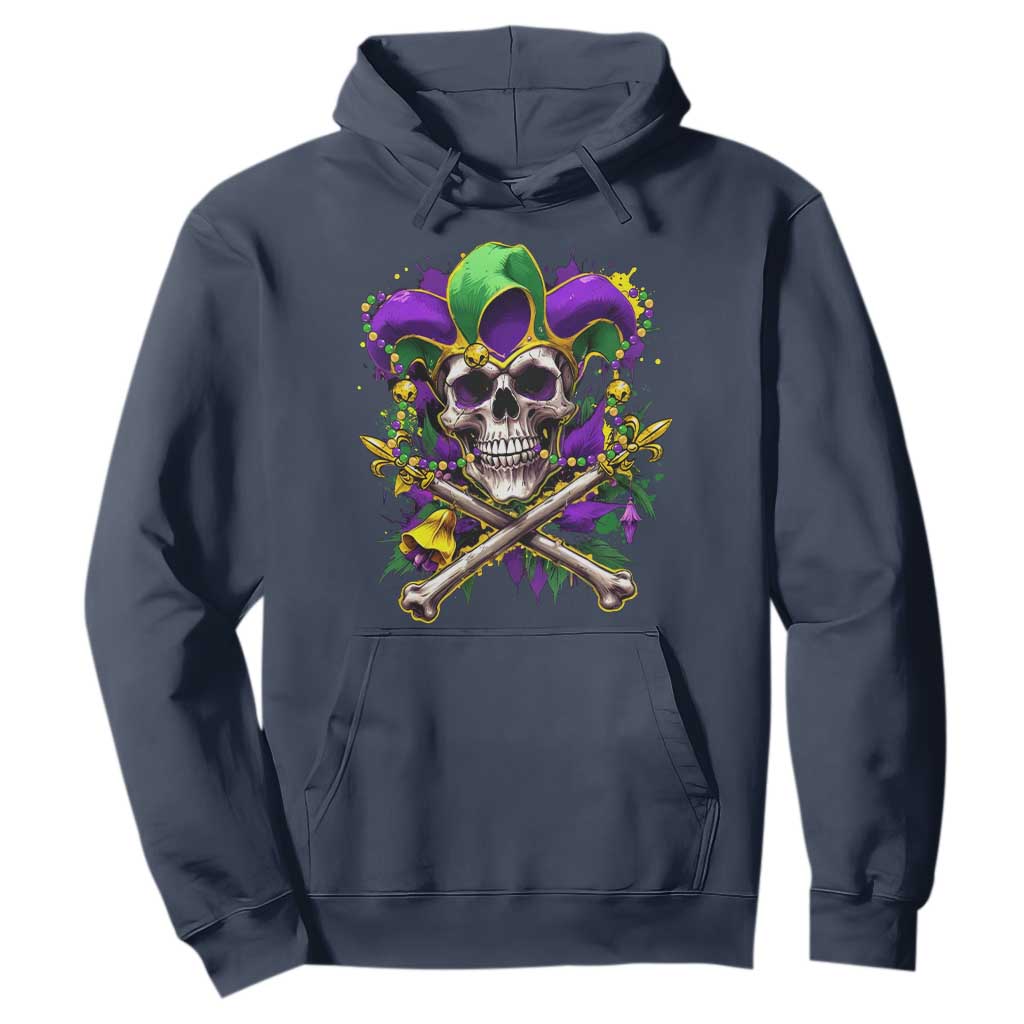 Mardi Gras Jester Skull Hoodie New Orleans Skeleton Beads TS10 Navy Print Your Wear