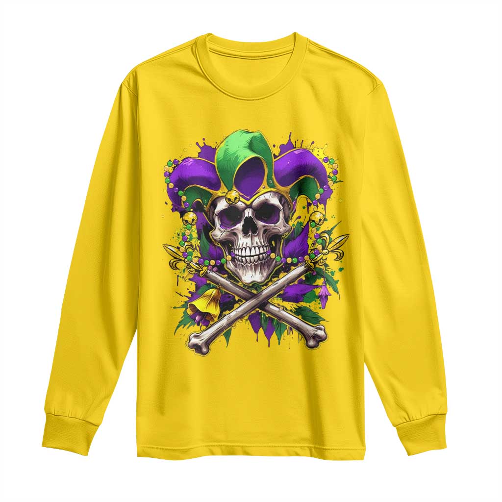 Mardi Gras Jester Skull Long Sleeve Shirt New Orleans Skeleton Beads TS10 Daisy Print Your Wear
