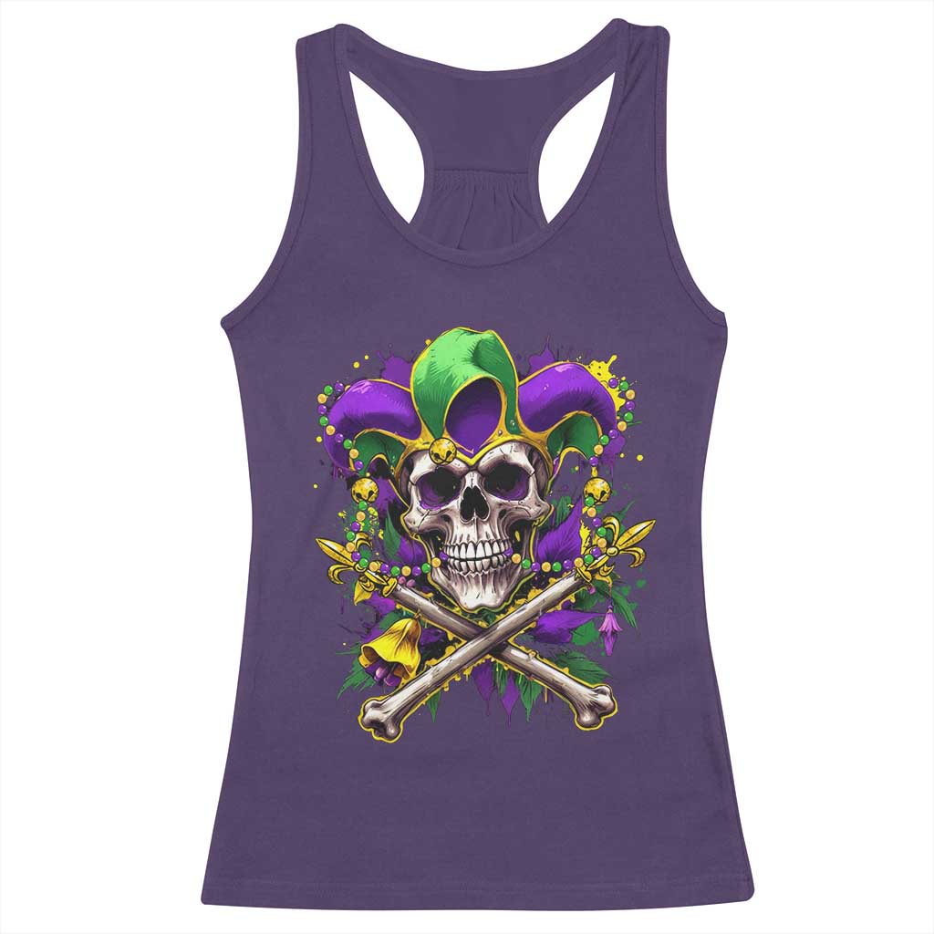 Mardi Gras Jester Skull Racerback Tank Top New Orleans Skeleton Beads TS10 Purple Print Your Wear