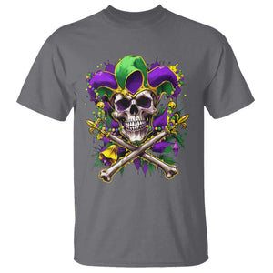 Mardi Gras Jester Skull T Shirt New Orleans Skeleton Beads TS10 Charcoal Print Your Wear