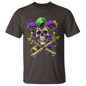 Mardi Gras Jester Skull T Shirt New Orleans Skeleton Beads TS10 Dark Chocolate Print Your Wear