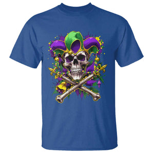 Mardi Gras Jester Skull T Shirt New Orleans Skeleton Beads TS10 Royal Blue Print Your Wear