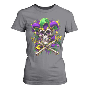 Mardi Gras Jester Skull T Shirt For Women New Orleans Skeleton Beads TS10 Charcoal Print Your Wear