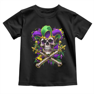 Mardi Gras Jester Skull Toddler T Shirt New Orleans Skeleton Beads TS10 Black Print Your Wear