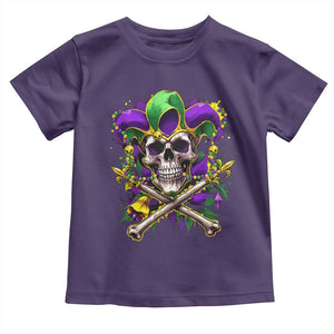 Mardi Gras Jester Skull Toddler T Shirt New Orleans Skeleton Beads TS10 Purple Print Your Wear