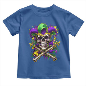Mardi Gras Jester Skull Toddler T Shirt New Orleans Skeleton Beads TS10 Royal Blue Print Your Wear