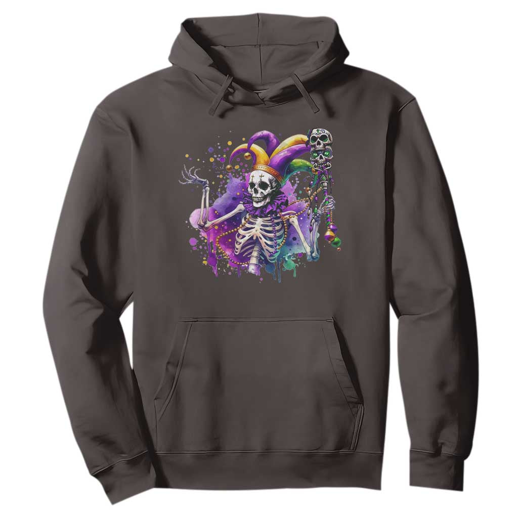 Mardi Gras Hoodie Jester Skeleton Skull Lovers TS10 Dark Chocolate Print Your Wear