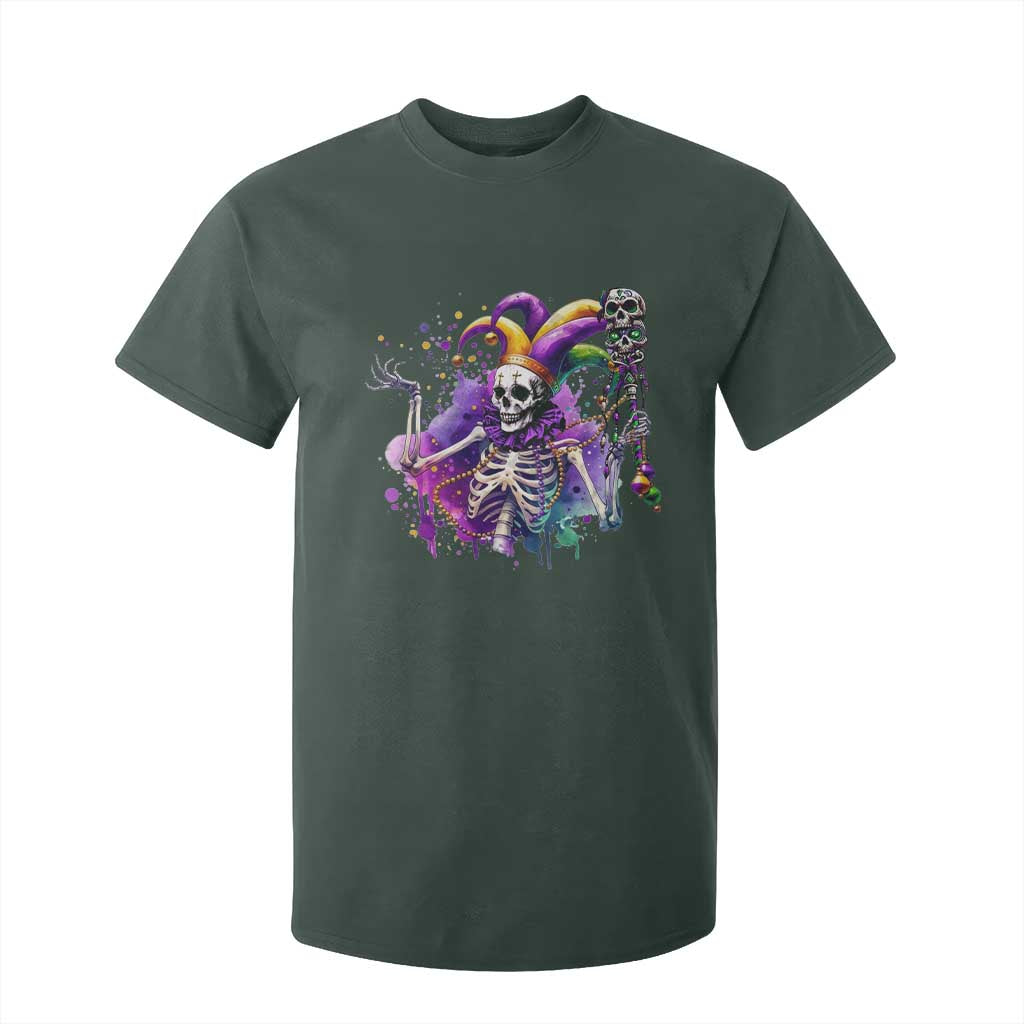 Mardi Gras T Shirt For Kid Jester Skeleton Skull Lovers TS10 Dark Forest Green Print Your Wear