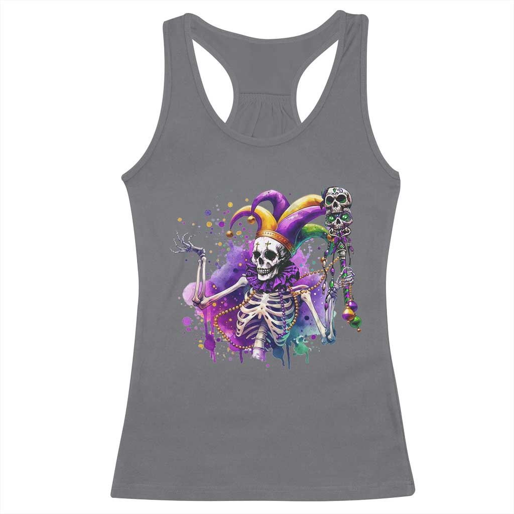 Mardi Gras Racerback Tank Top Jester Skeleton Skull Lovers TS10 Charcoal Print Your Wear