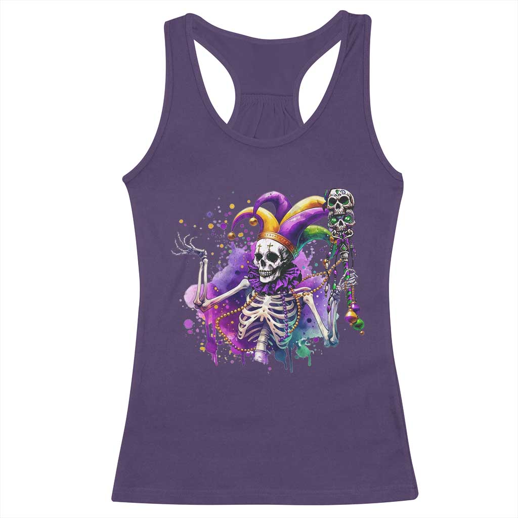Mardi Gras Racerback Tank Top Jester Skeleton Skull Lovers TS10 Purple Print Your Wear