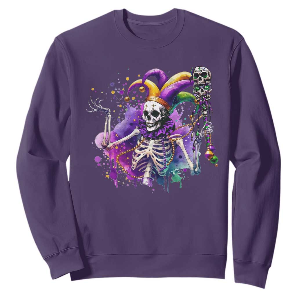 Mardi Gras Sweatshirt Jester Skeleton Skull Lovers TS10 Purple Print Your Wear