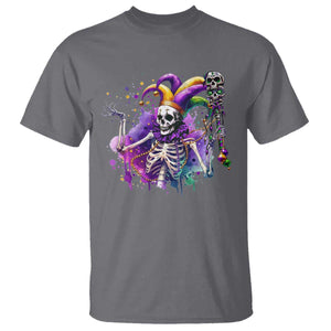 Mardi Gras T Shirt Jester Skeleton Skull Lovers TS10 Charcoal Print Your Wear