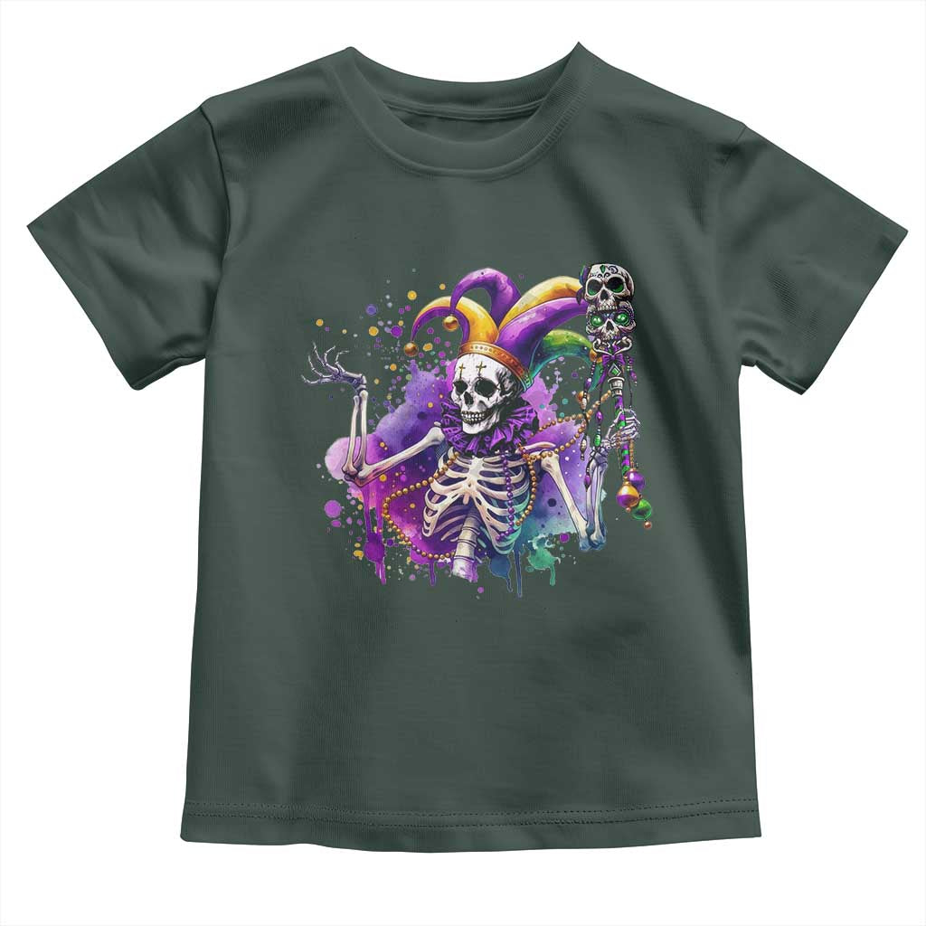 Mardi Gras Toddler T Shirt Jester Skeleton Skull Lovers TS10 Dark Forest Green Print Your Wear