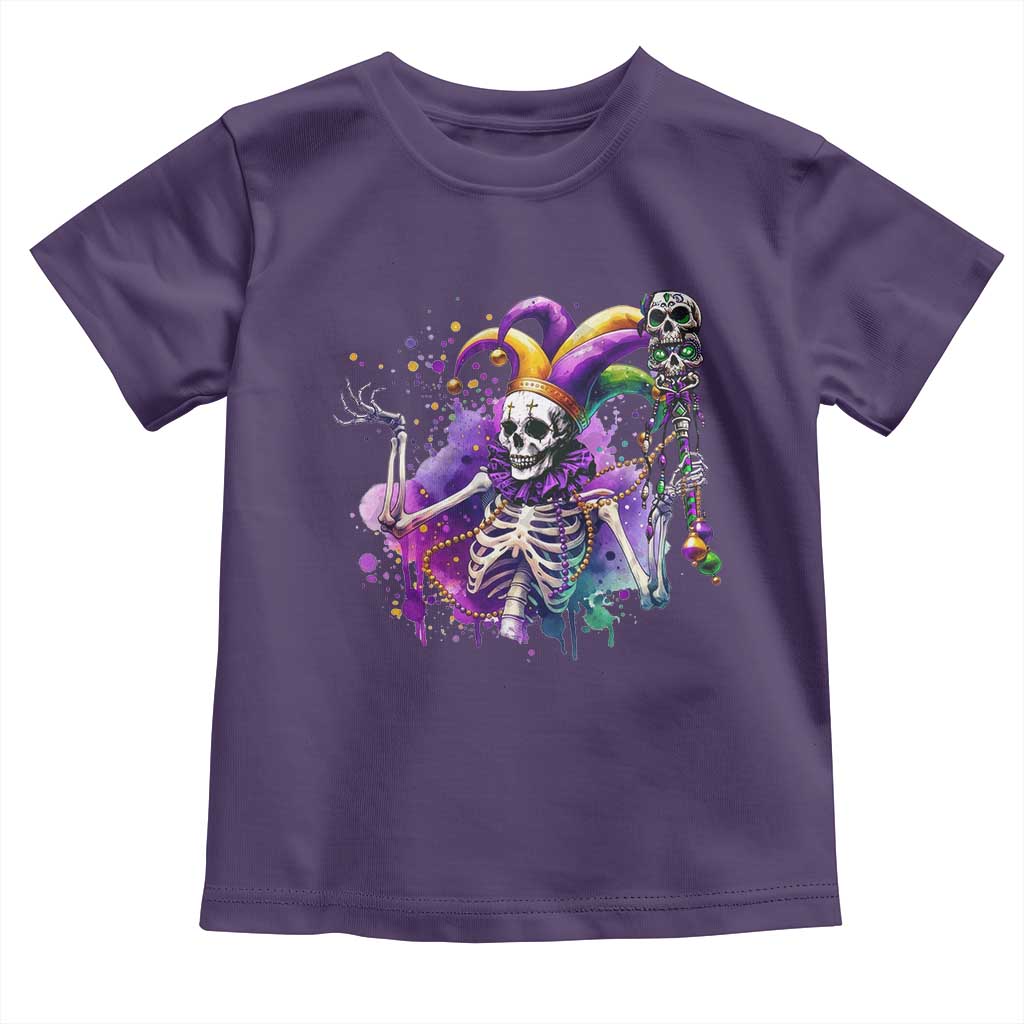 Mardi Gras Toddler T Shirt Jester Skeleton Skull Lovers TS10 Purple Print Your Wear