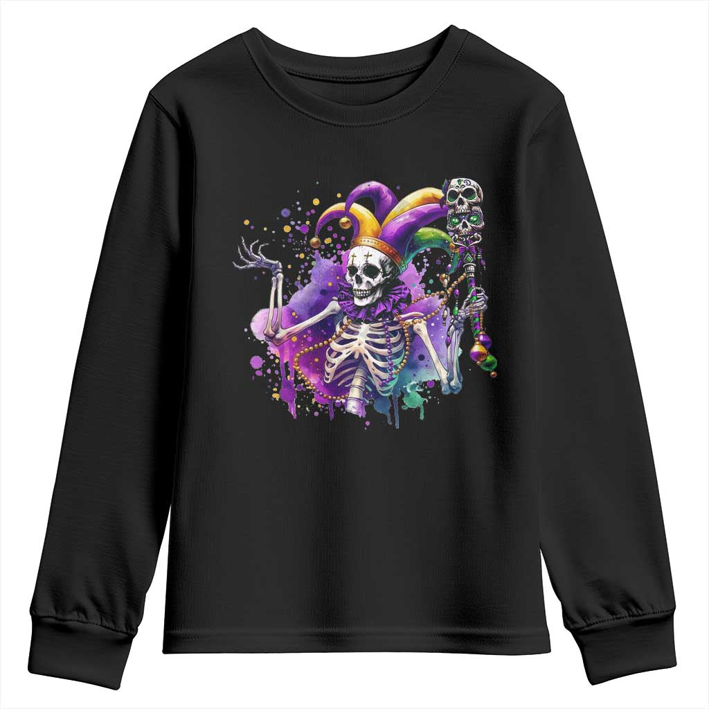 Mardi Gras Youth Sweatshirt Jester Skeleton Skull Lovers TS10 Black Print Your Wear