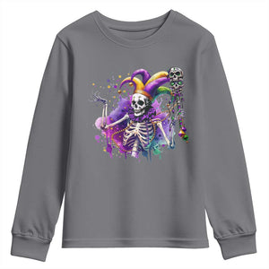 Mardi Gras Youth Sweatshirt Jester Skeleton Skull Lovers TS10 Charcoal Print Your Wear