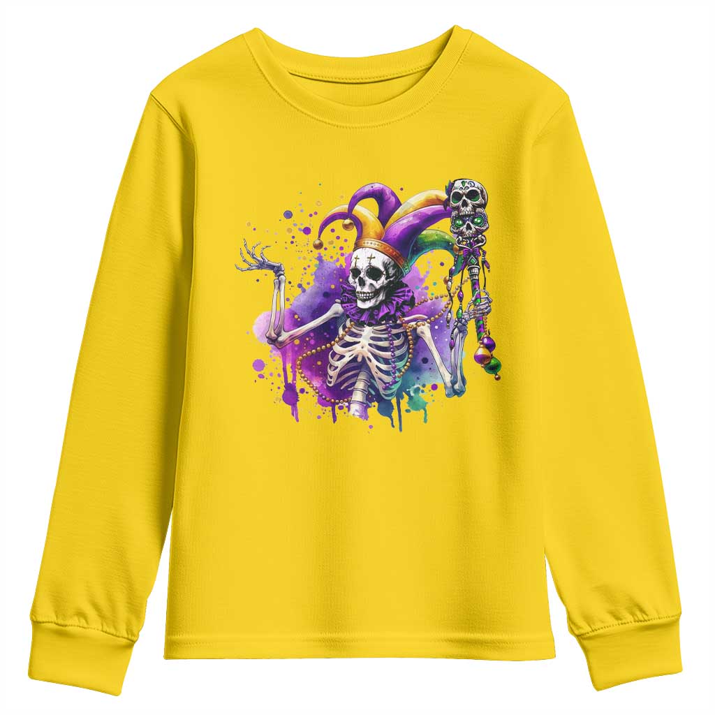 Mardi Gras Youth Sweatshirt Jester Skeleton Skull Lovers TS10 Daisy Print Your Wear