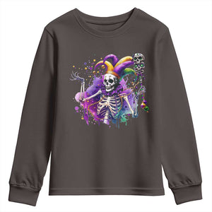 Mardi Gras Youth Sweatshirt Jester Skeleton Skull Lovers TS10 Dark Chocolate Print Your Wear