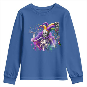 Mardi Gras Youth Sweatshirt Jester Skeleton Skull Lovers TS10 Royal Blue Print Your Wear