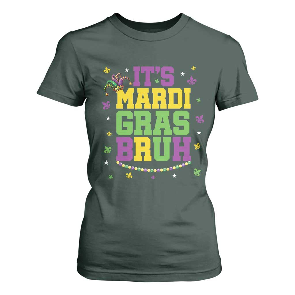 Bruh Mardi Gras T Shirt For Women Funny Fat Tuesday Teens Boys Kids TS10 Dark Forest Green Print Your Wear