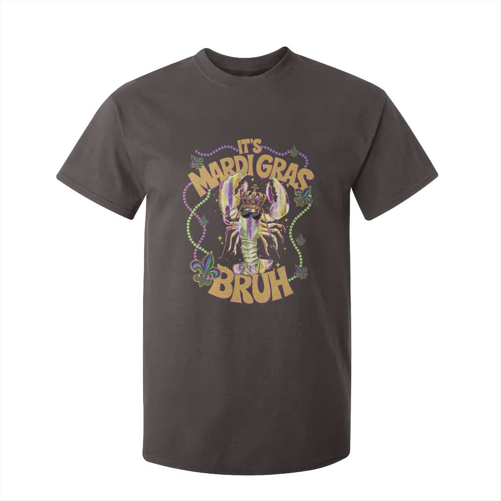 It's Mardi Gras Bruh T Shirt For Kid Glitter Print Crawfish Beads TS10 Dark Chocolate Print Your Wear