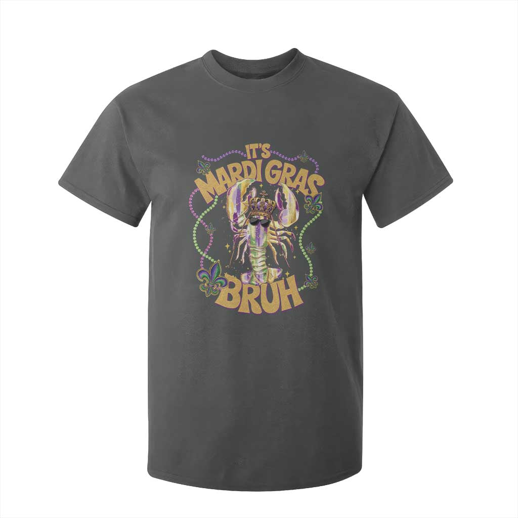 It's Mardi Gras Bruh T Shirt For Kid Glitter Print Crawfish Beads TS10 Dark Heather Print Your Wear