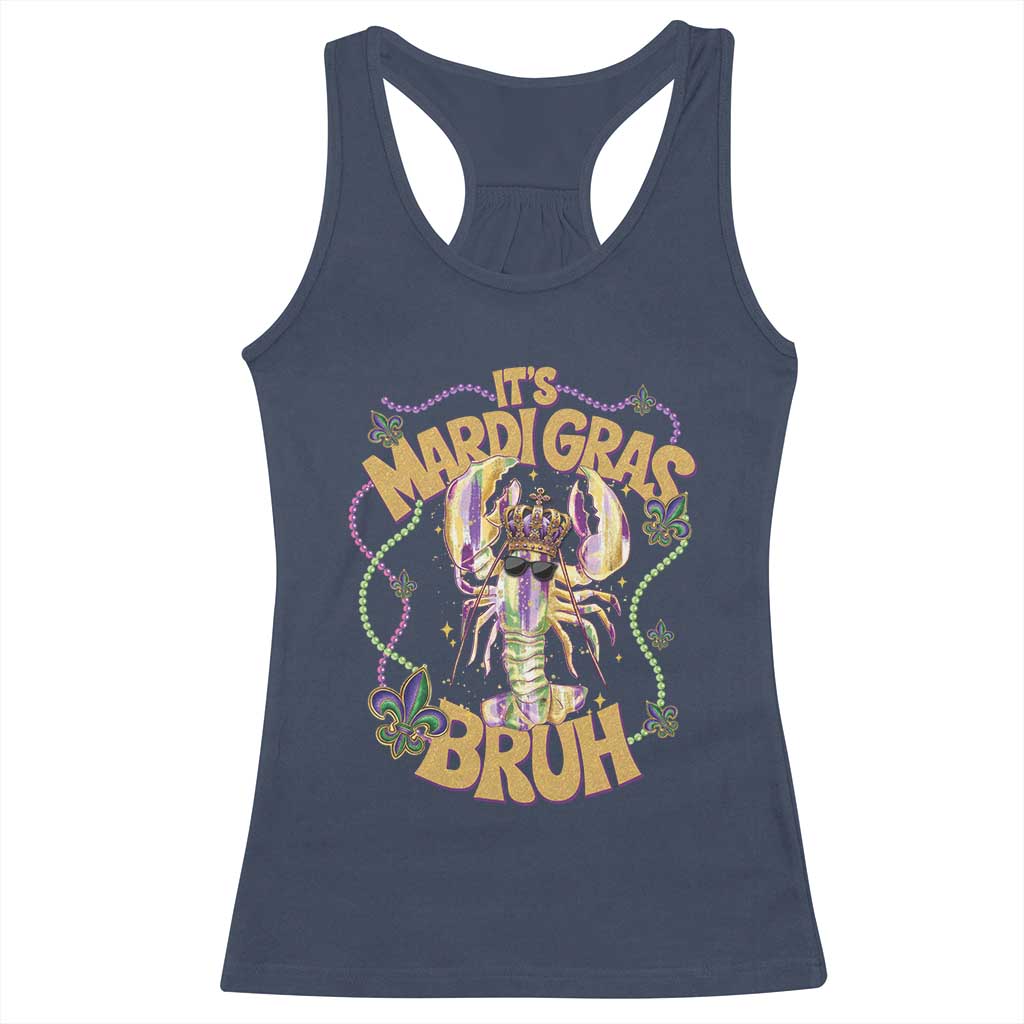 It's Mardi Gras Bruh Racerback Tank Top Glitter Print Crawfish Beads TS10 Navy Print Your Wear