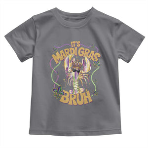 It's Mardi Gras Bruh Toddler T Shirt Glitter Print Crawfish Beads TS10 Charcoal Print Your Wear