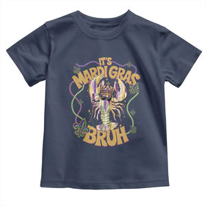 It's Mardi Gras Bruh Toddler T Shirt Glitter Print Crawfish Beads TS10 Navy Print Your Wear