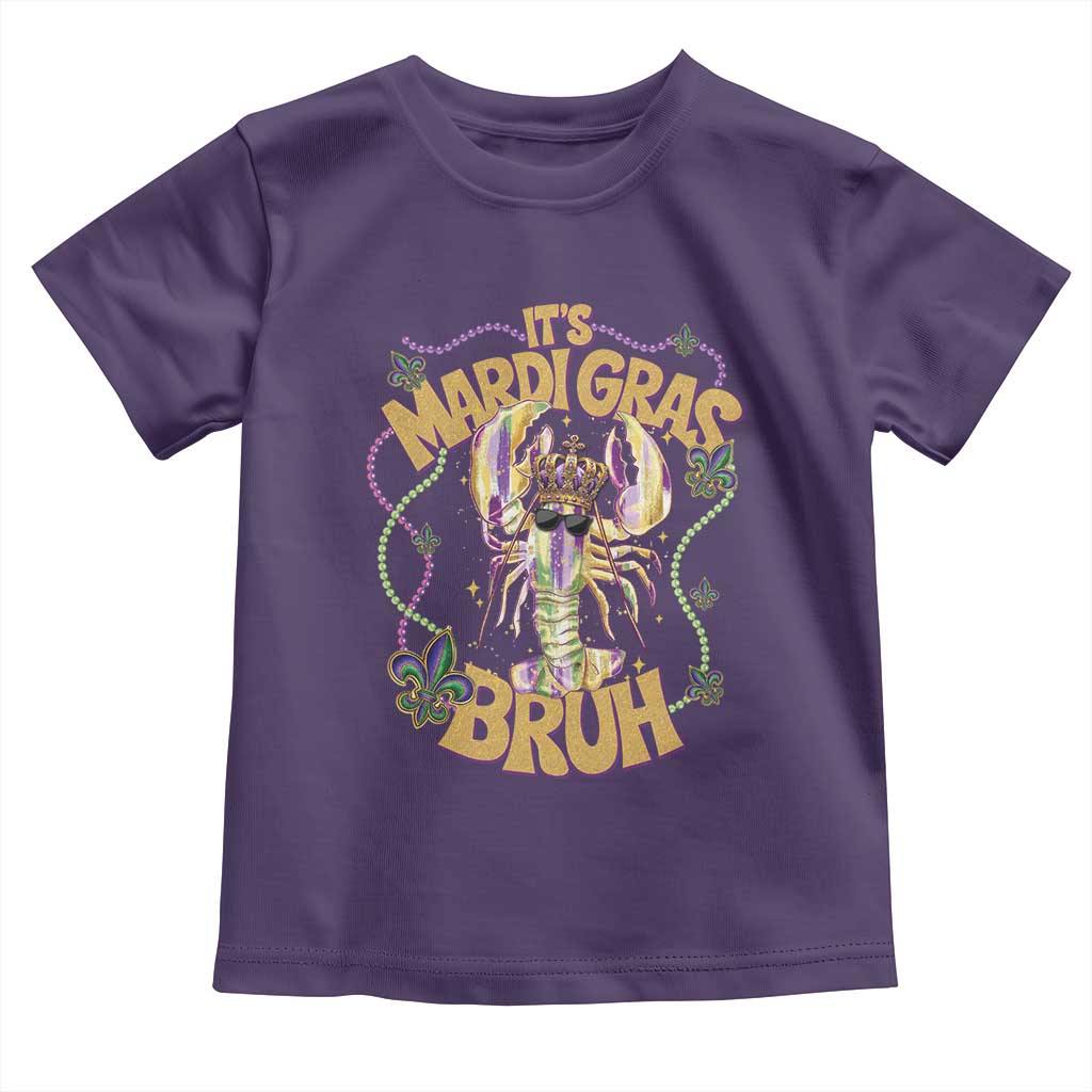 It's Mardi Gras Bruh Toddler T Shirt Glitter Print Crawfish Beads TS10 Purple Print Your Wear
