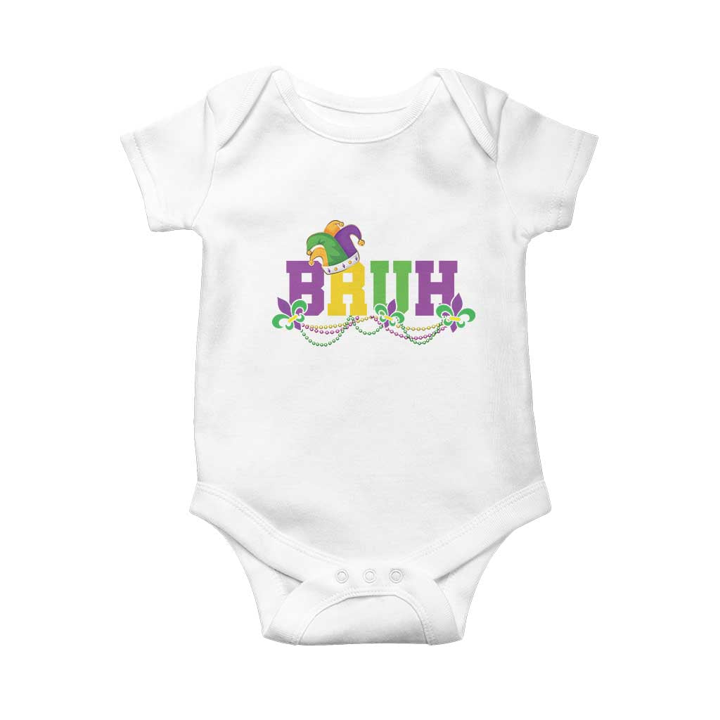 Bruh Mardi Gras Baby Onesie Carnival New Orleans Trip Parade Outfit Teens Boys Kids TS10 White Print Your Wear