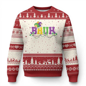 Bruh Mardi Gras Ugly Christmas Sweater Carnival New Orleans Trip Parade Outfit Teens Boys Kids TS10 Beige Red Print Your Wear