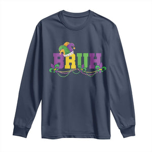 Bruh Mardi Gras Long Sleeve Shirt Carnival New Orleans Trip Parade Outfit Teens Boys Kids TS10 Navy Print Your Wear