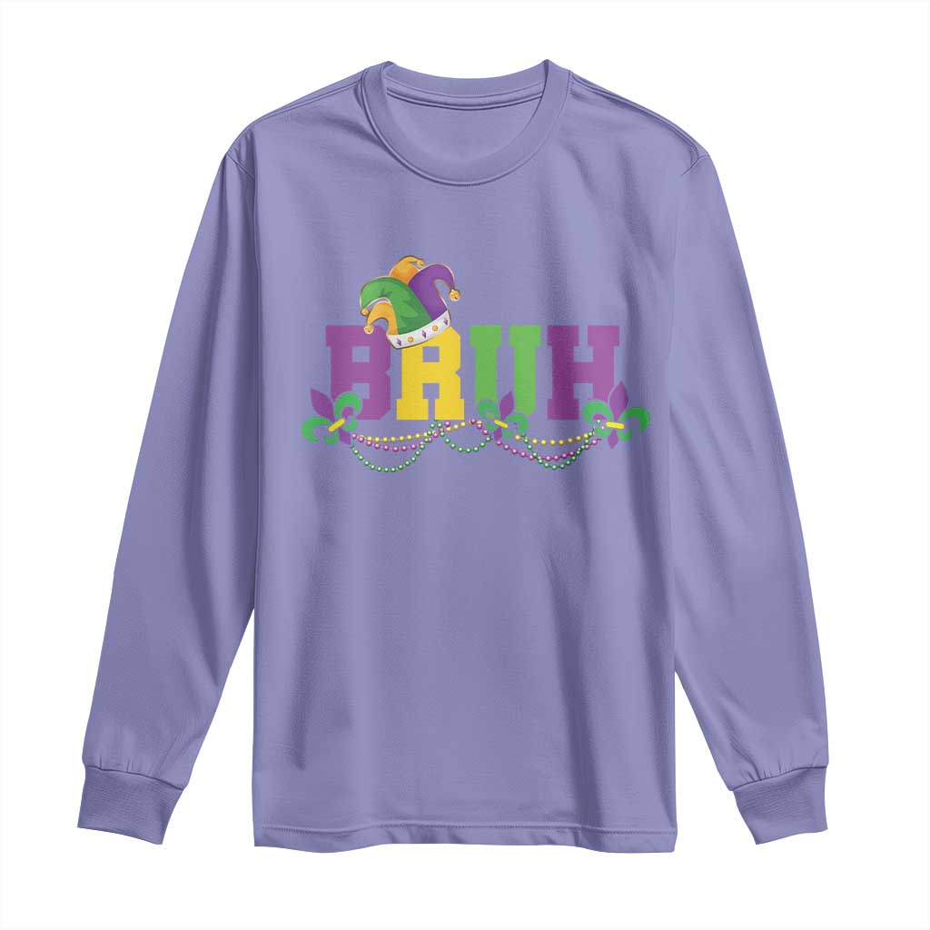 Bruh Mardi Gras Long Sleeve Shirt Carnival New Orleans Trip Parade Outfit Teens Boys Kids TS10 Violet Print Your Wear