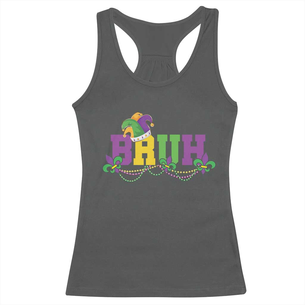 Bruh Mardi Gras Racerback Tank Top Carnival New Orleans Trip Parade Outfit Teens Boys Kids TS10 Dark Heather Print Your Wear