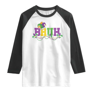 Bruh Mardi Gras Raglan Shirt Carnival New Orleans Trip Parade Outfit Teens Boys Kids TS10 White Black Print Your Wear