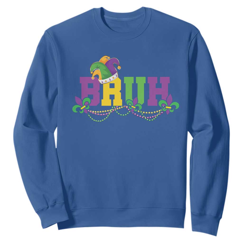 Bruh Mardi Gras Sweatshirt Carnival New Orleans Trip Parade Outfit Teens Boys Kids TS10 Royal Blue Print Your Wear
