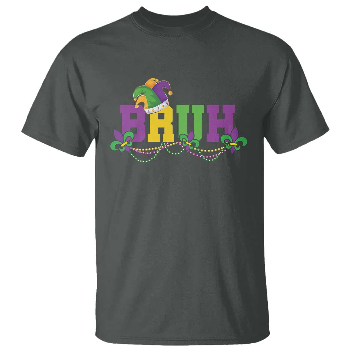 Bruh Mardi Gras T Shirt Carnival New Orleans Trip Parade Outfit Teens Boys Kids TS10 Dark Heather Print Your Wear