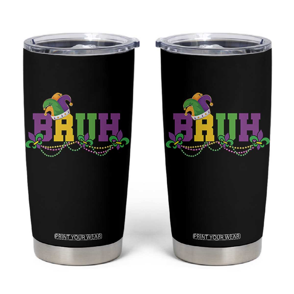 Bruh Mardi Gras Tumbler Cup Carnival New Orleans Trip Parade Outfit Teens Boys Kids TS10 Black Print Your Wear