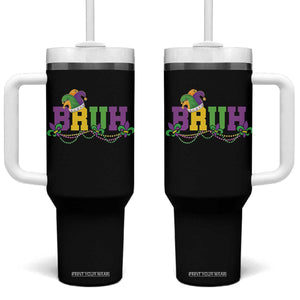 Bruh Mardi Gras Tumbler With Handle Carnival New Orleans Trip Parade Outfit Teens Boys Kids TS10 One Size: 40 oz Black Print Your Wear