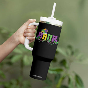 Bruh Mardi Gras Tumbler With Handle Carnival New Orleans Trip Parade Outfit Teens Boys Kids TS10 Print Your Wear
