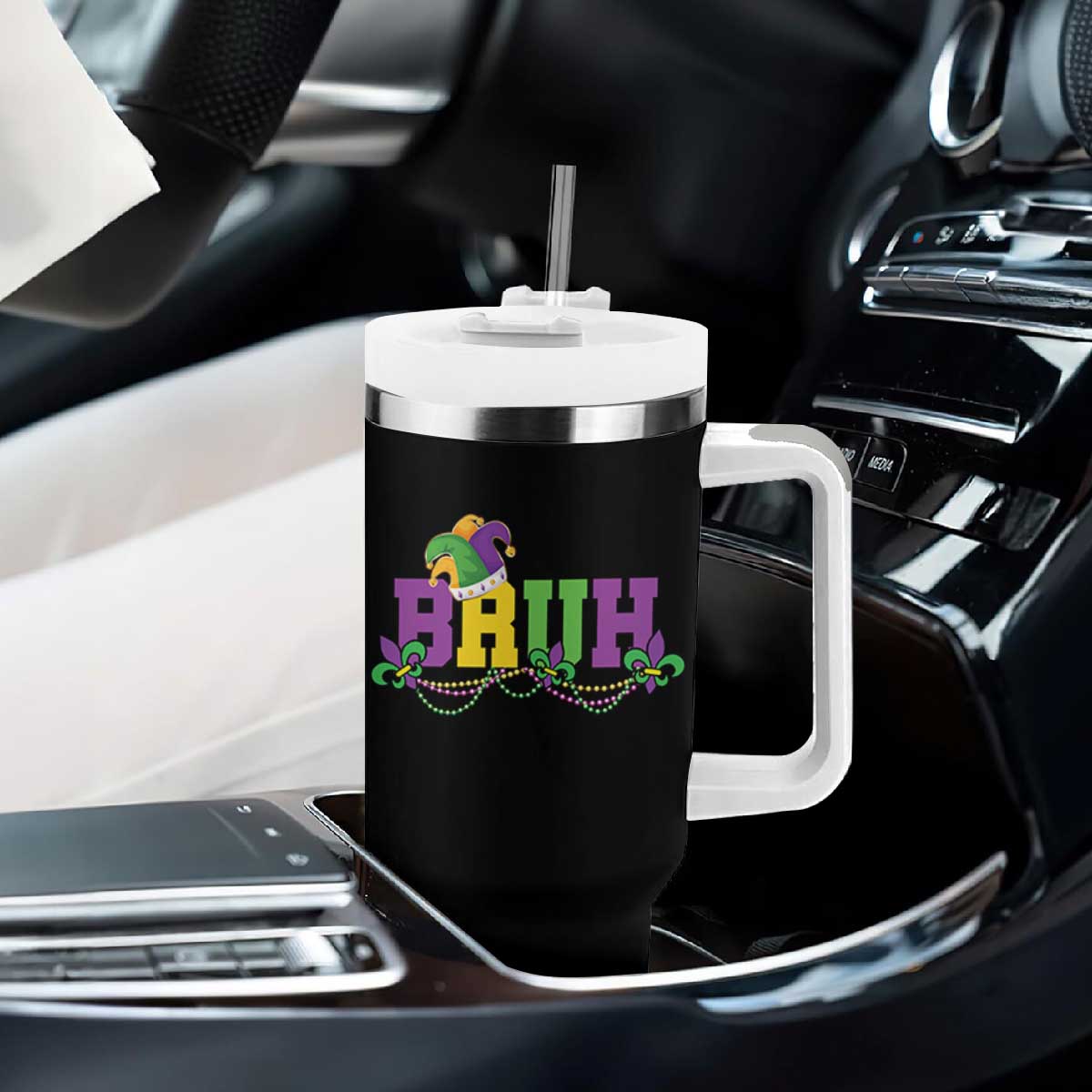 Bruh Mardi Gras Tumbler With Handle Carnival New Orleans Trip Parade Outfit Teens Boys Kids TS10 Print Your Wear