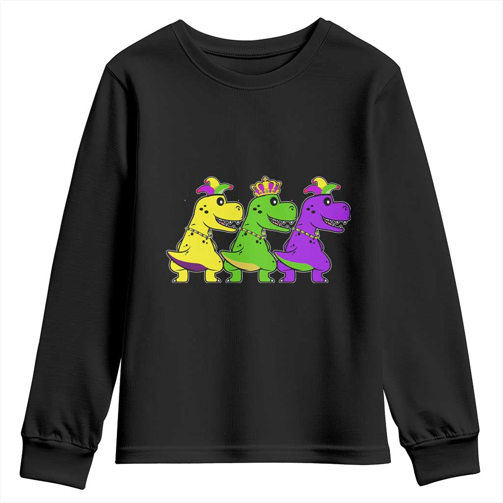 Mardi Gras Youth Sweatshirt Kids Trex Dinos Toddler Boys TS10 Black Print Your Wear