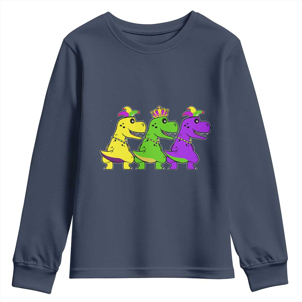 Mardi Gras Youth Sweatshirt Kids Trex Dinos Toddler Boys TS10 Navy Print Your Wear
