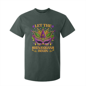 Let The Shenanigans Begin Mardi Gras T Shirt For Kid Masquerade Mask Beads TS10 Dark Forest Green Print Your Wear