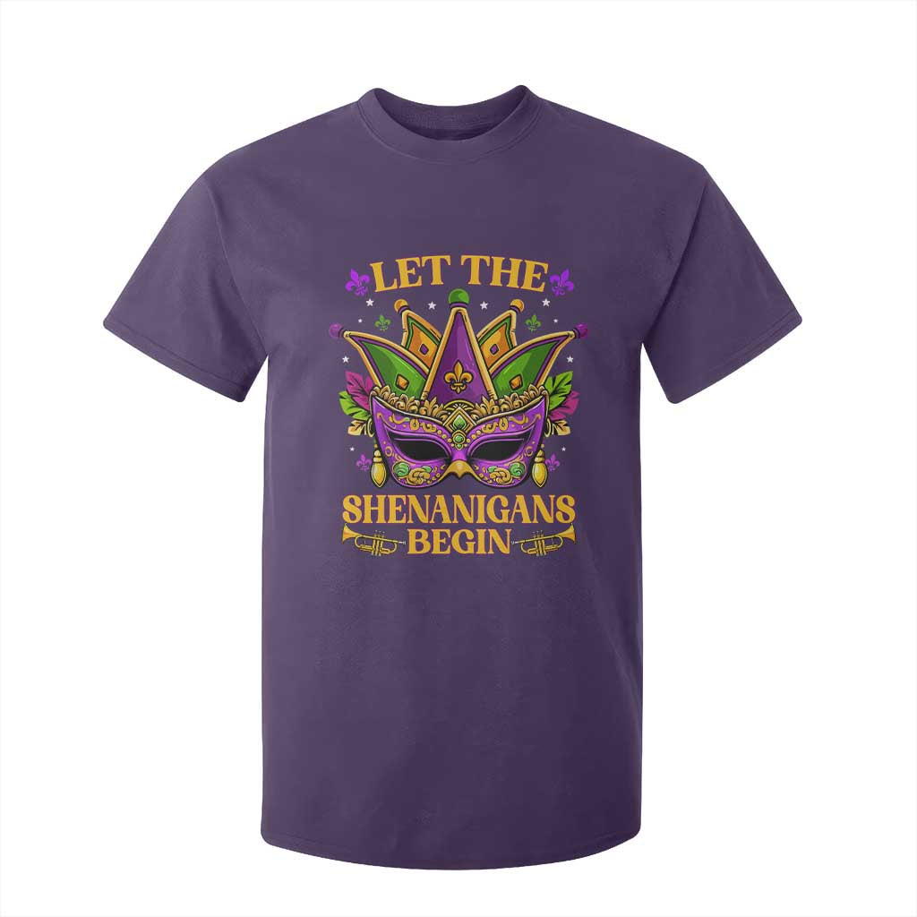 Let The Shenanigans Begin Mardi Gras T Shirt For Kid Masquerade Mask Beads TS10 Purple Print Your Wear
