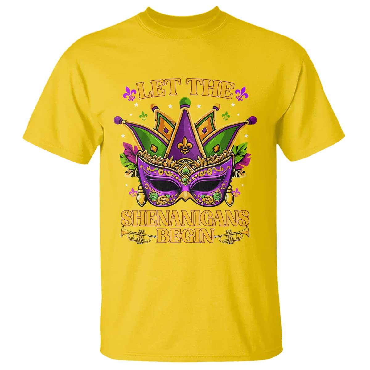 Let The Shenanigans Begin Mardi Gras T Shirt Masquerade Mask Beads TS10 Daisy Print Your Wear