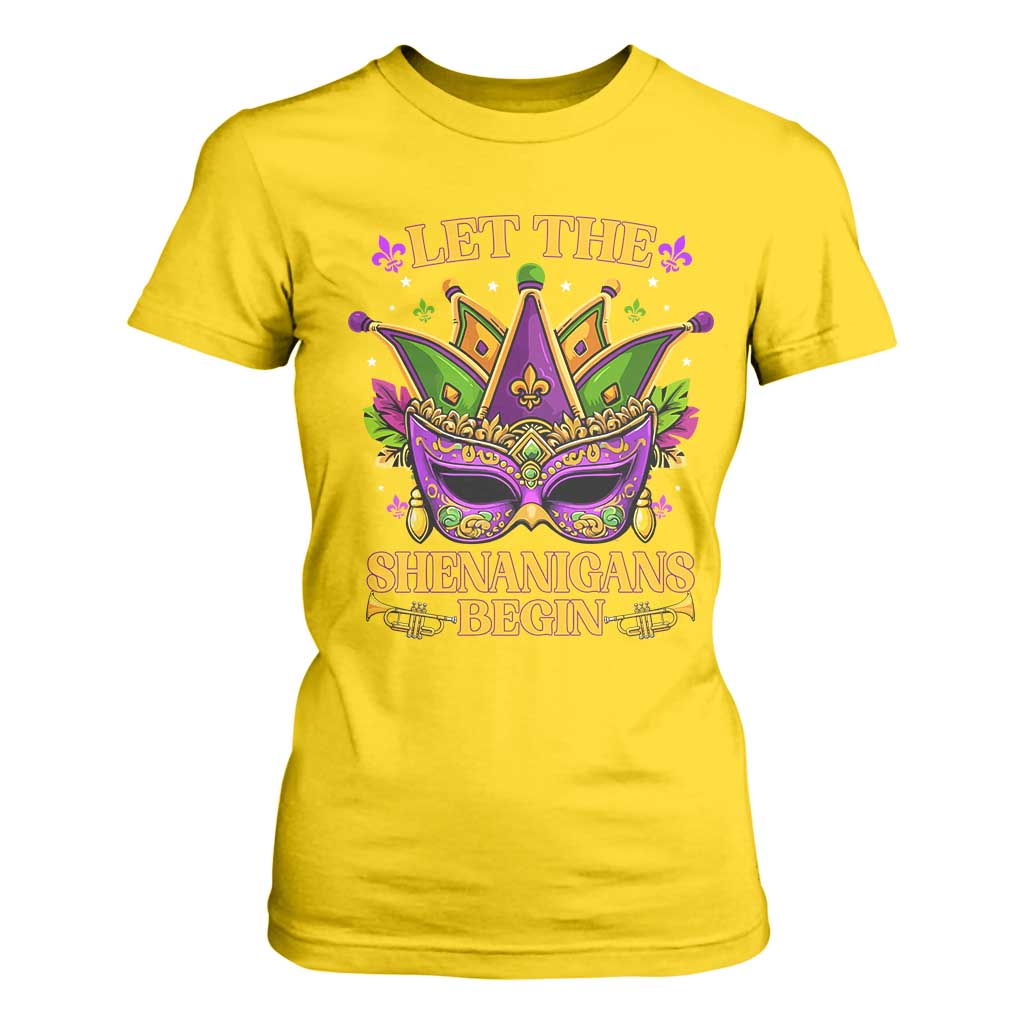 Let The Shenanigans Begin Mardi Gras T Shirt For Women Masquerade Mask Beads TS10 Daisy Print Your Wear