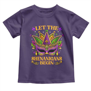 Let The Shenanigans Begin Mardi Gras Toddler T Shirt Masquerade Mask Beads TS10 Purple Print Your Wear
